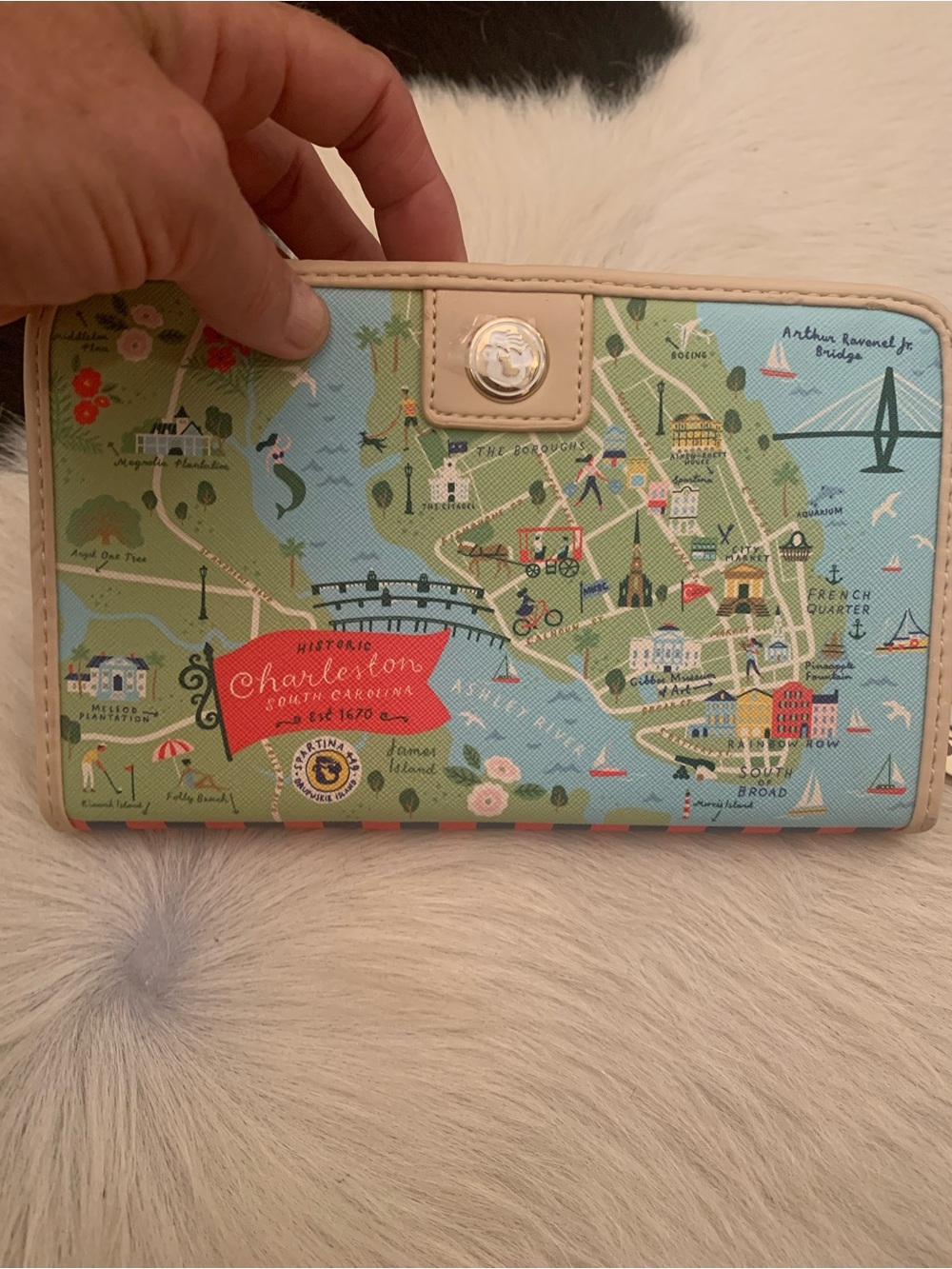 Spartina 449 Carleston map snap wallet NWT - Picture 2 of 16